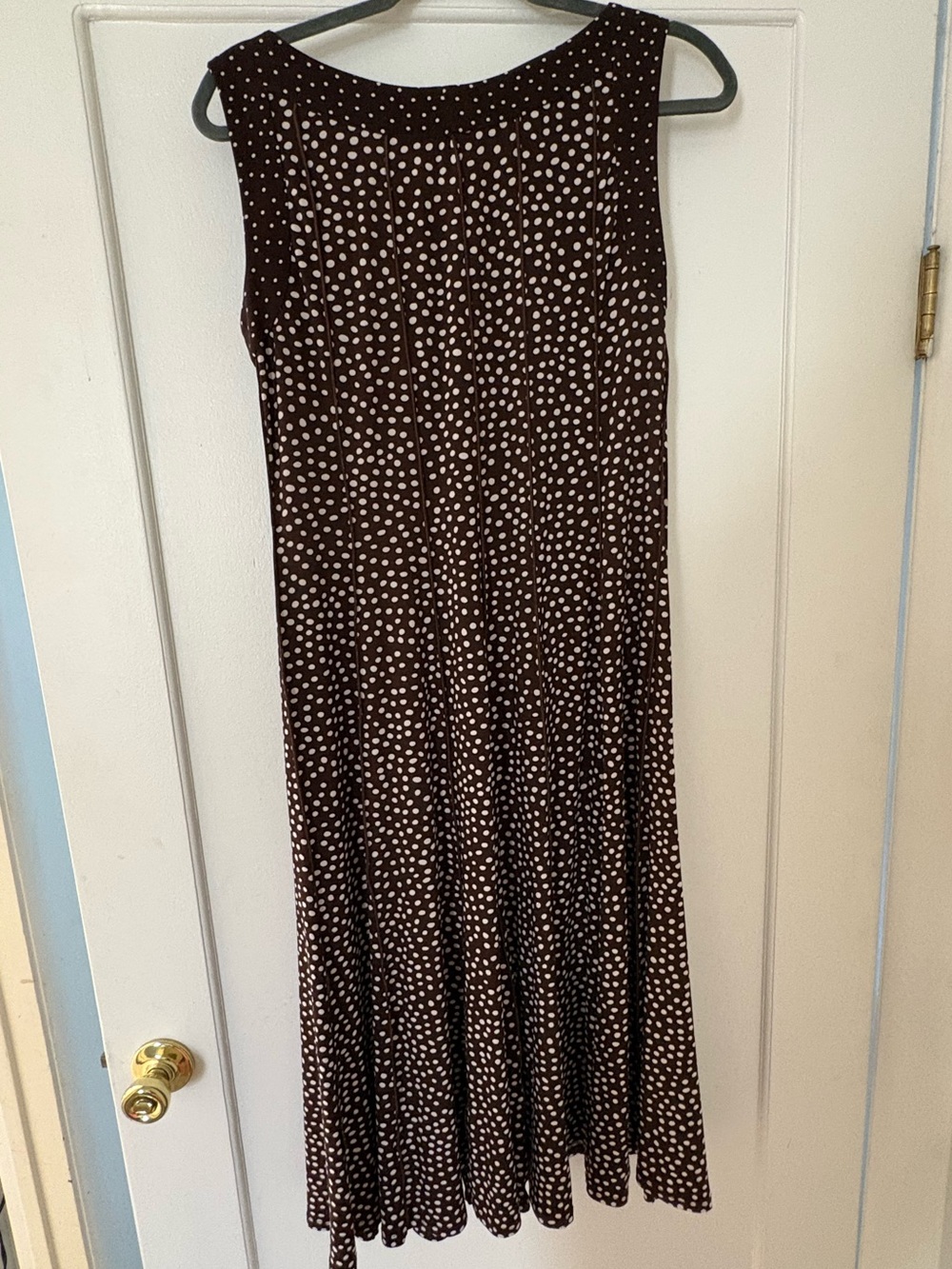 Perceptions Brown Polka Dot Sleeveless Midi Dress